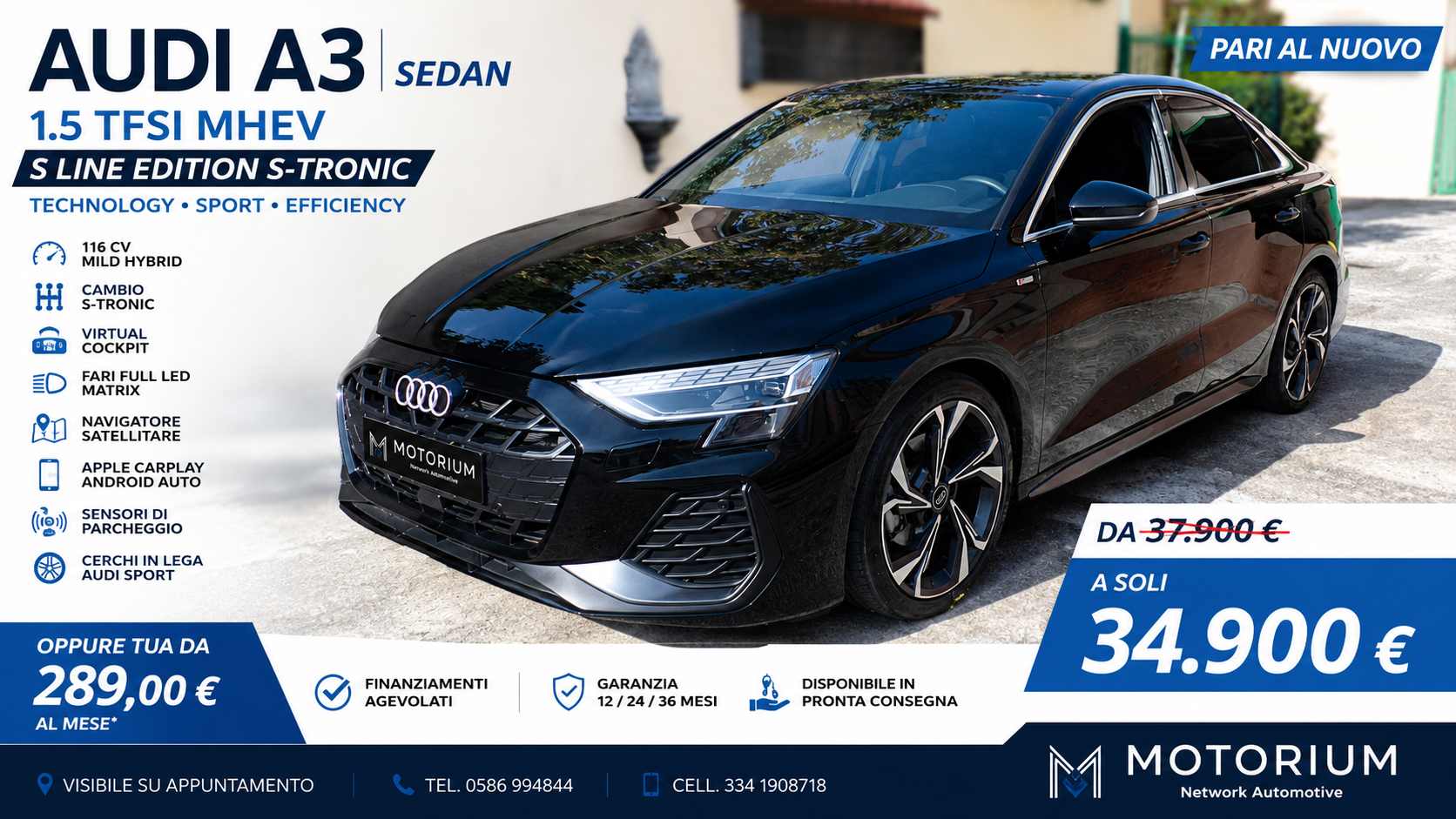 Audi A3 Sedan 35 TFSI MHEV S line Edition S tronic del 2025, 16500 KM!
